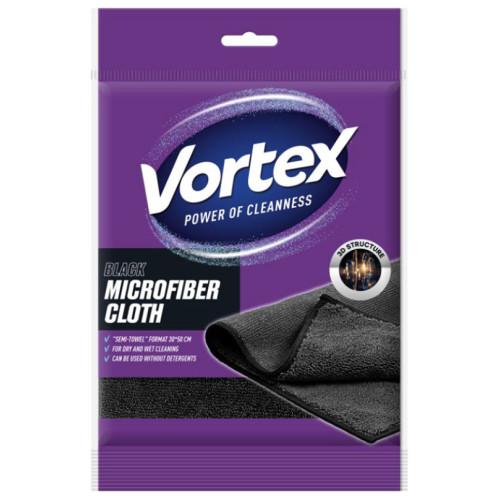 Салфетка из микрофибры черная Vortex Black Microfiber Cloth, 30×50 см, 1шт